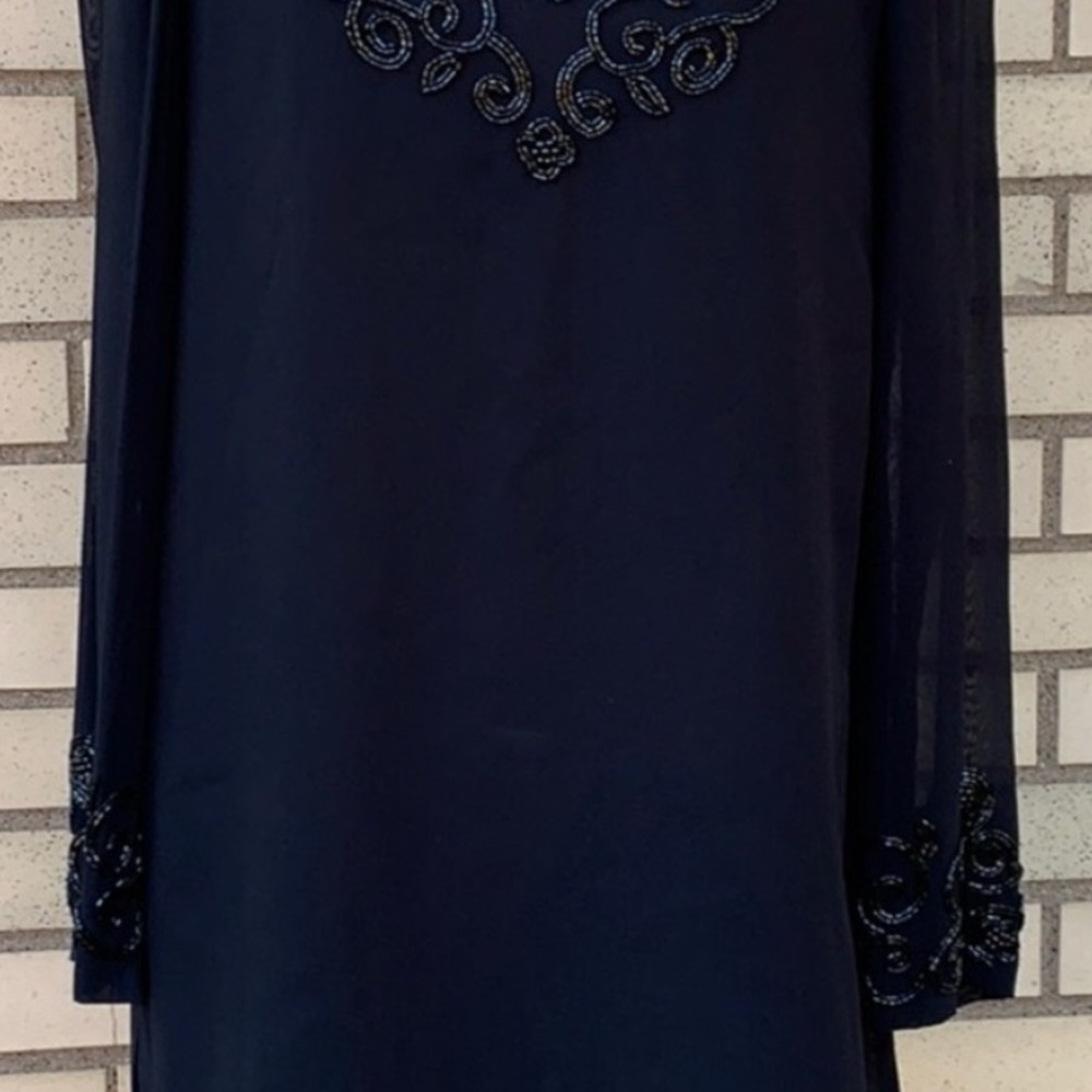 Liz Claiborne Black Beaded Trim V-neck Blouse Top - Picture 6 of 11